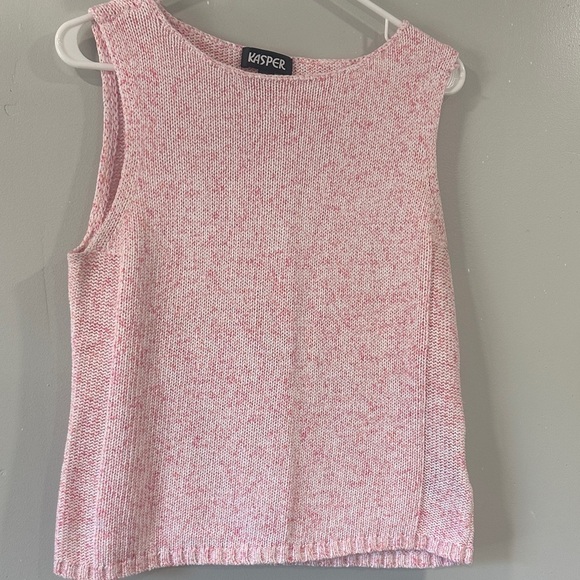 Kasper Tops - Kasper Pink Textured Sleeveless Top size Xl vintage 90 made Hong Kong